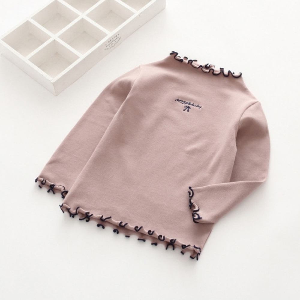 Girls Long Sleeve Tees Ruffle Cotton Purple Shirts